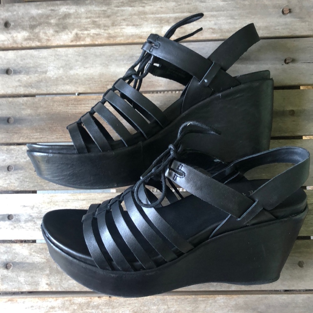 Black Wedge Sandals